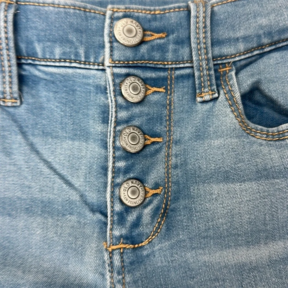 Old navy girls size 10 skinny jeans embroidered raw hem button fly‎